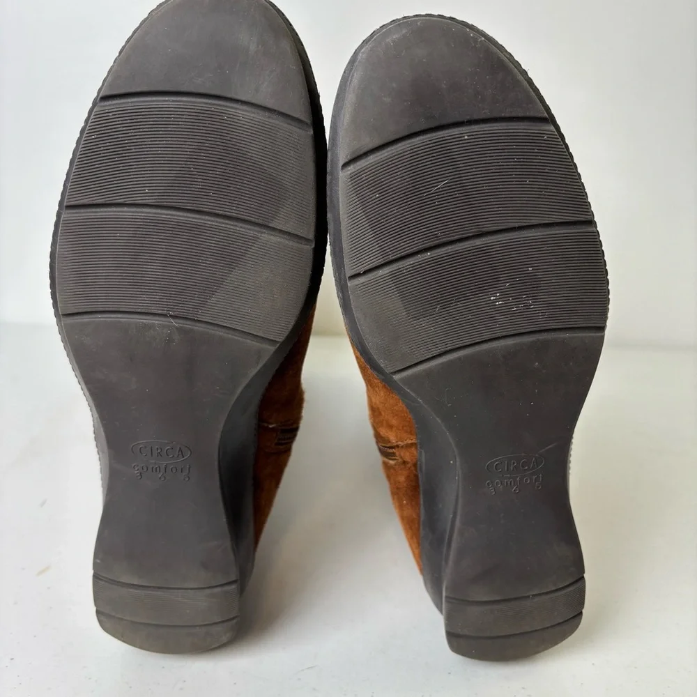 Circa Joan &David Brown Suede Fur-Trimmed Women's Boots
